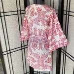 Anthropology Plum Pretty Sugar Kimono style Robe Pink White Floral Belted Size S Photo 4