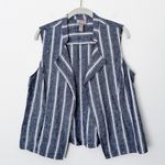 Chico's [] Linen Blue White Striped Coastal Sleeveless Open Vest Top Sz Medium M Photo 0