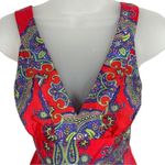 Tibi Silk Boho Dress Red Paisley Print Size 2 Photo 5