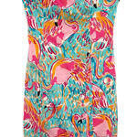 Lilly Pulitzer  Franco Dress Mini Strapless Flamingo Print Pink‎ Blue Size 00 Photo 0