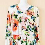 White Orange Blue & Green Multicolor Floral Wrap Maxi Dress. Size XL Photo 2