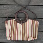 Croft & Barrow NWOT Y2K Leather/Fabric  Brown/Tan Striped Crossbody Purse Bag Photo 1