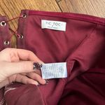 Tic Toc  Embroidered Burgundy Faux Leather Corset Top Photo 4