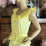 VINTAGE CIRCA 1970'S UNION MADE YELLOW KNIT DRESS WITH RUFFLE DETAILS (M) Size M Photo 6