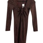ZARA Brown & Black Animal Print Long Sleeve Bodycon Mini Dress Size Small New Photo 2