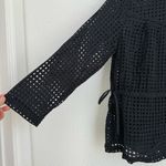 J.Crew Point Sur Black Eyelet Peplum Blouse Shirt Bow Ties Long Sleeve Size M Photo 1