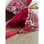 Sperry Boat Shoe Red Bandanna Paisley Print Leather Tie Espadrilles 90s Y2K 9 Photo 3