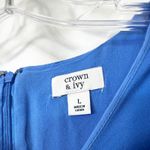 Crown & Ivy  Large Mini Dress Blue Dramatic Ruffle Sleeve Shift Solid Summer 1052 Photo 6