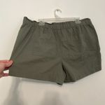 Loft ANN TAYLOR Olive Green High Rise Drawstring Cotton Pull On Paperbag Shorts Photo 11