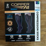 Cooper Fit Copper Fit Energy Unisex Knee High Compression Socks 2 Pairs Black Size L/XL Photo 0