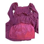 Altar'd State Altar’d State Women’s Vibrant Burgundy Babydoll Tiered Long Sleeve Dress Sparkle Photo 7