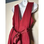 Azazie  Burgundy Bridesmaid Wedding Dress V-Neck Tie Waist Maxi Dress Size A10 Photo 4