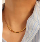 Boutique Trendy‎ Beaded Snake Chain Necklace | Yellow Gold Filled Photo 5