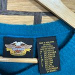 Harley Davidson Teal Wool Blend Sweater Size Small Blue Photo 4