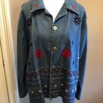 Nectar Embroidered Denim Shirt Jacket Shacket by Size Medium 12-14 Photo 0