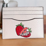 Coach NWT Slim Id Card Case With Strawberry Graphic Photo 0