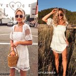 Free People Be Your Baby Lace Puff Sleeve Babydoll Mini Dress Boho Cottage White Photo 2