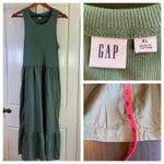 Gap  Laurel Wreath Green Sleeveless‎ Tiered Maxi Dress XL Ribbed Bodice Cotton Photo 15