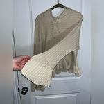 Heyson Beige Boho Chic Waffle Knit Ruffle Trim Pullover Sweater Hoodie Sz Large Tan Photo 7