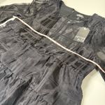 NWT COTTON BLEU SHEER FLOWY TIERED PLAID PRINT BLACK DRESS TOP CUFF SLEEVES SZ M Size M Photo 7