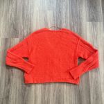 Free People  V-Neck Sweater in Red Orange Coco Chunky knit Photo 3