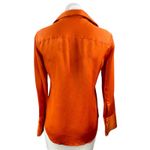ZARA Women's Orange Satin Collared Long Sleeve Button Down Shirt Blouse Top Sz S Photo 1