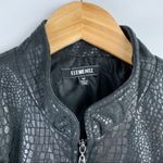Elementz Faux Leather Black Crocodile Print Zip Up Jacket Photo 2