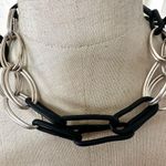 Chico's Centerstage navy and silver tone link necklace NWT Photo 1