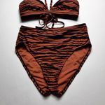Kona Sol  bikini Swimsuit Women's Medium Brown Black Animal Print Swimwear Photo 3