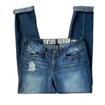 Vintage Reunion Rewash women's juniors 9 stretchy med wash ripped cuffed jeans Photo 6