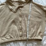 Madewell  Beige Ruffle Collar Top Sz Large Photo 7