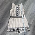 Loft Petites Beige Linen Romper with Black Floral Embroidery 6P NEW Photo 8