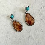 Bohemian brown sunflower silver pendant earrings Photo 2