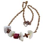 Mother of Pearl metal wood beaded choker. White Photo 0