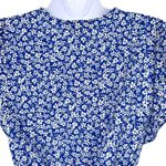 Monteau Floral Ruffle Sleeve Wrap Peplum Blouse Blue White Size Small Photo 6
