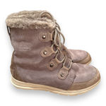 Sorel  Joan Explorer Shearling Faux Fur‎ Lace Up Gray Leather Booties Sz 9 Photo 0
