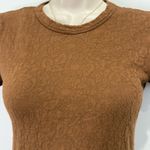Rag and Bone  Gemma Jacquard Scoop Neck Short Sleeve Top Lettuce Trim Small Brown Photo 7