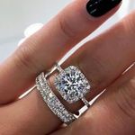 Gorgeous Cubic Zirconia Silver Princess Cut 2.5 Carat Ring and Band Set Size 8 Photo 2