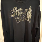 Merry Christmas Sweatshirt Leopard Print‎ Holiday Black Long Sleeve Size XL Photo 0