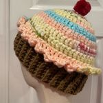 Handmade Crochet Rainbow Strawberry Cupcake Beanie Winter Hat Cozy Comfy Warm Photo 1
