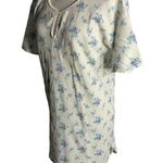 Circa 2000 Waffle Knit Nightgown Sleep Shirt M White Floral Short Sleeve Cotton Size M Photo 2