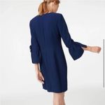 Club Monaco Crepe Shift Dress 3/4 Bell Ruffle Sleeves 2 Cocktail Event Navy Blue Photo 1
