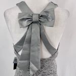City Studios New City Studio Glitter Lace Satin Bow Back High Slit Maxi Dress Grey Size 5 Photo 10