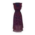 Slate + Willow Navy Smocked Waist Red Orange Printed Florals Dress Size XS Photo 3