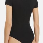 AQUA Black Ribbed Scoop Neck Bodysuit Photo 1