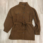 Current Air NWT  Black and Brown Houndstooth Utility Shirt Belted Jacket, Small Photo 0