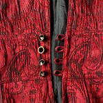 Bisou Bisou Paisley Jacquard Brocade Fitted Long Jacket Coat Dress 90s Red Photo 7