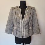 White House | Black Market Women Jacket 8 Gray Pockets Short Zip Linen Cotton BLND Photo 1