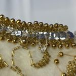 Vintage I.MAGNIN Crew‎ Neck Long Dress In Gold and White Size 6 Photo 3