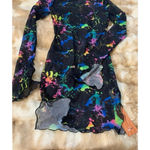Colorful see through dress long sleeves Black Size XS Photo 1